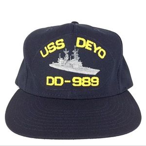 Vtg USS Deyo DD-989 Hat Navy Destroyer Made USA Snapback Baseball Adjustable Cap